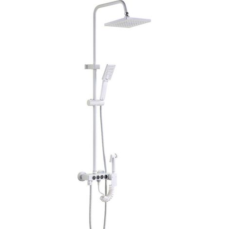 White Button Shower Set for Bathroom Copper Rain Shower Bathtub Open Bathtub for Bathroom (1/4)