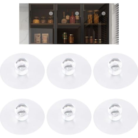 Lot de 6 boutons adhésifs en acrylique pour tiroirs de meubles, sans perçage, pour fenêtres, armoires et placards de cuisine. (1/5)