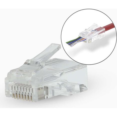 Nedis RJ45-Stecker / RJ45 Pass Through / Stranded UTP CAT5 / Gerade / Vergoldet / 10 Stück / Polycarbonate / Transparent / Box