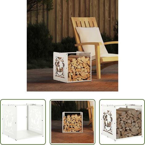 Bois de chauffage - Portant de bois chauffage blanc 40x40x40 cm (1/5)