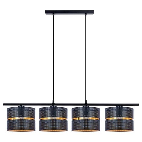 Suspension barre tissu 4xE27 noir/or Kaja Zimbo K-5223