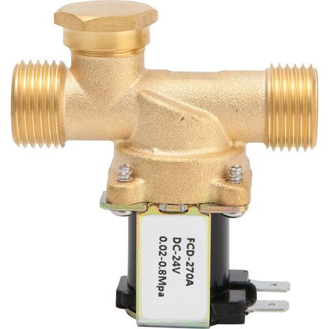 Interruptor de entrada de agua con solenoide electromagnético de latón normalmente cerrado G1/2 (CC 24 V) (1/5)