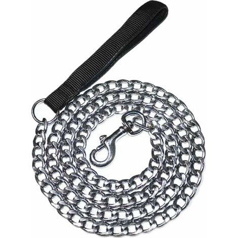 Metal Dog Leash (180cm) Anti Chafing Dog Chain Leash Foam Handle Anti-Wear Design Dog Chain Leash for Small, Medium and Large Dogs- (1/4)