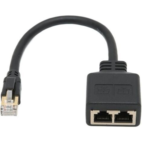 Adaptateur Répartiteur RJ45, Répartiteur D'adaptateur Ethernet 1 à 2 Ports Réseau RJ45, Adaptateur Répartiteur de Câble Réseau CAT8 pour Bureau à Domicile (1/5)