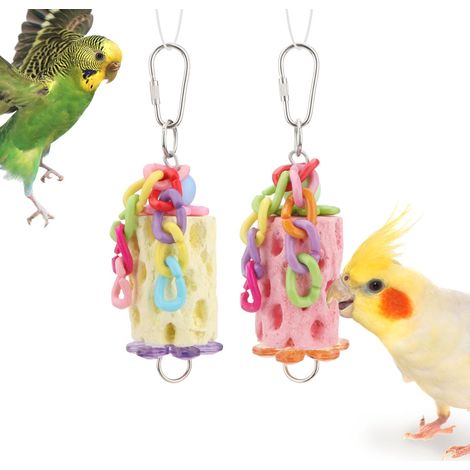 Bird Chewing Toys Bird Beak Grinding Stone Calcium Parakeet Treats for Budgies Cockatiels Conures Quaker Senegal Parrot (Random Color)