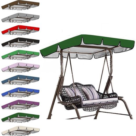 Toit de Rechange pour Balancelle de Jardin 2/3 Places, Bâche Étanche Anti-UV, Toile de Toiture Ombrage Extérieur 19512515cm vert foncé (1/5)