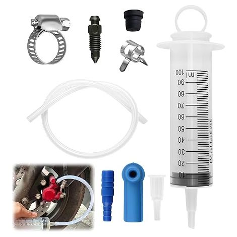 Brake Bleeder Kit with 50cm Hose Brake Fluid Suction Syringe for Bike Motorcycle Scooter Car Maintenance Bleed Device with Adapter