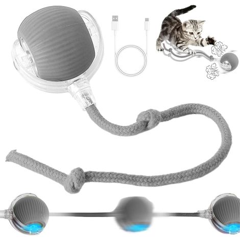 Pet Smart Rolling Ball, Balle Interactive Chat, Jouet Intelligent pour Chat, Electric Cat Toy Ball, Jouets pour Chat À Balle Mobile pour L'intérieur, Boule Électrique Automatique Rechargeable (Gris) (1/5)