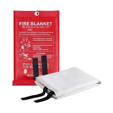 Fire blanket, emergency fire blanket, 1 m long fiberglass fire blanket for camping, kitchen, home, office, car