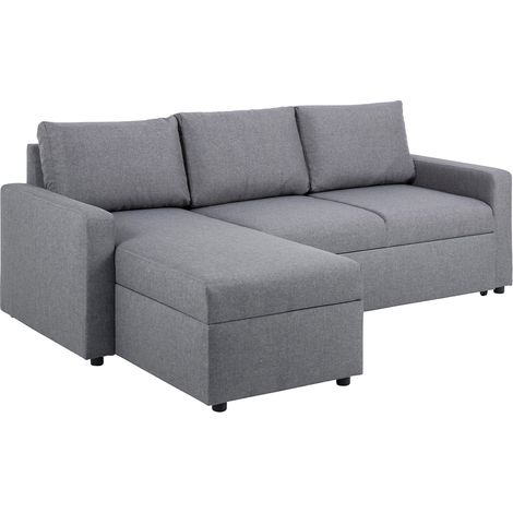 Sander Schlafsofa mit Ottomane, Aufbewahrung und Auszug grau. (1/5)