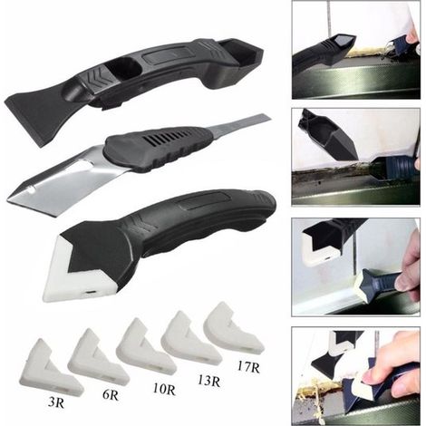 Set de spatules pour mastic - Accessoires pour mastic - pour finir, enlever et travailler les joints de mastic - éliminateurs de mastic (8 pièces) (1/5)