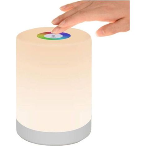 Lampe de chevet intelligente LED portable ACKERMAN, commande tactile à intensité variable, chargement USB, lumières colorées (1/4)