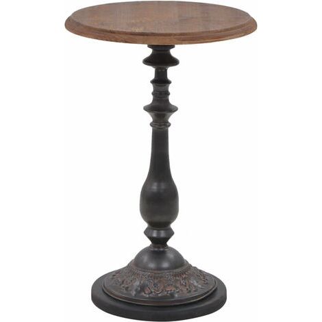 End Table Brown Solid fir wood and steel Small Simplistic vidaXL (1/5)