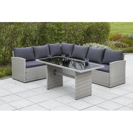 Lanzarote Eckset Eckbank Tisch 145x70cm Stahl/Kunststoff