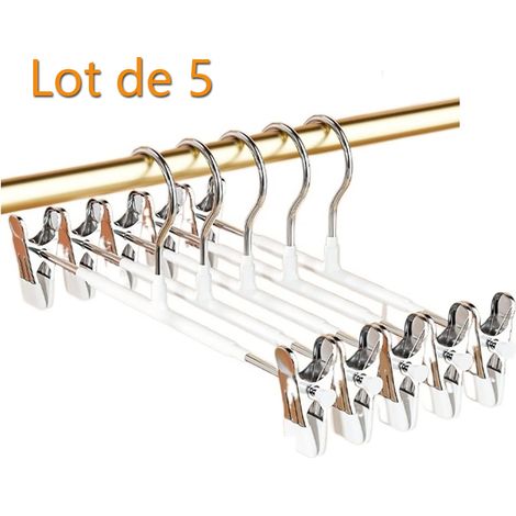 Lot de 5 cintres métal 2 pinces réglables antidérapantes pour pantalons jupes jeans (1/5)