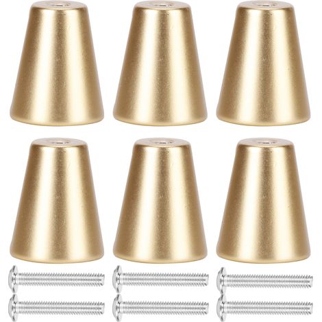 Lot de 6 poignées de tiroir dorées en aluminium spatial, style européen, pièces détachées pour meubles, rondes, à un seul trou.