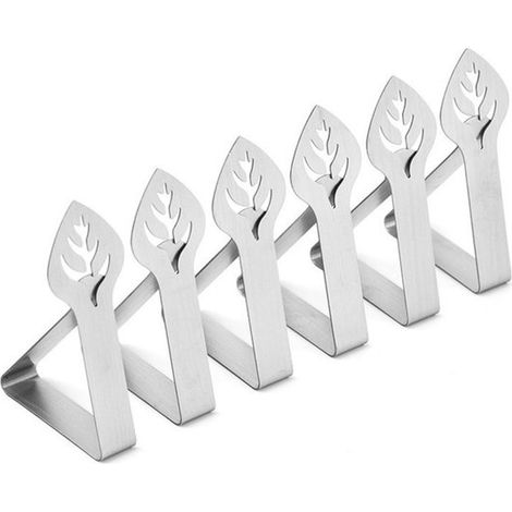 Pinzas para manteles, Paquete de 10-4,6 x 1,2 x 7,2 cm, Ajustables, Aptas para mesas de 2,5 a 3,5 cm de grosor, bodas, cocinas y fiestas (Plata) (1/5)
