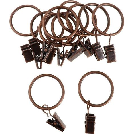 Set de 12 anneaux de rideau de fer anneaux de rideau de douche - cuivre 32mm, rideaux de douche anneaux pour salle de bain (1/3)