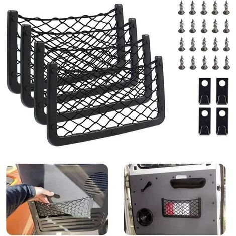 Lot de 4 sacs de rangement en filet pour coffre de voiture-35,5 x 18,5 cm-Multifonctionnel-Filet de rangement pour siège de vo[789] (1/4)