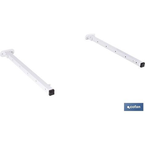 Lot de 2 supports longs pour étendoirs muraux pliants, longueur 50,5 cm, en acier (cordes non incluses)