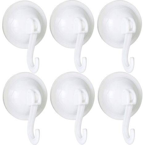 Lot de 6 cintres muraux réutilisables avec crochet à ventouse de 70 mm, imperméables et sans traces, adaptés pour manteaux, écharpes, serviettes, sacs, salle de bain, cuisine, clés de bur (1/5)