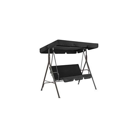 Toit PareSoleil pour Balançoire 3 Places, Polyester 190T Imperméable, Rechange pour Patio & Jardin Noir (1/5)