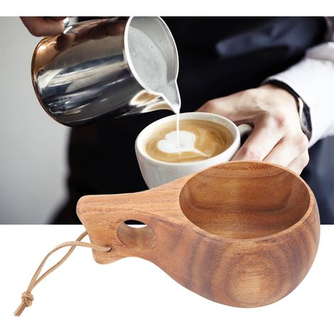 Mug finlandais en bois de 220 ml avec anse, mug portable, mug à lait, mug à café, mug à un trou (1/5)