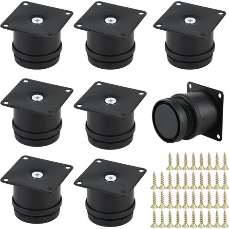 Pieds de Meubles Réglables 8 Pièces 5-6.5 cm – Pieds en Métal Noir avec Base Antidérapante, Capacité de Charge Totale Jusqu’à 200 kg (4 Pieds), pour Armoire, Canapé, Table et Meuble TV (1/5)
