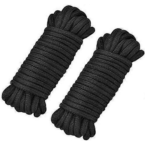 Corde souple en coton, corde multi-usages de 10 m et 8 mm, corde en coton épaisse pour travaux manuels (noir - 2 pièces) (1/5)