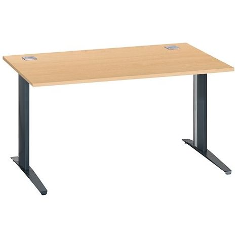 Bureau droit hêtre L 140 cm piètement 'L' métal anthracite Essens - Maxiburo