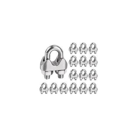 Serre Cable Inox 6mm,16 Pièces Serre Cable Acier Attaches pour 6mm câbles métalliques M6 Pince de Câble Métallique U pinces en pour Câble Métallique de 6mm Diamètre(M6) (1/5)