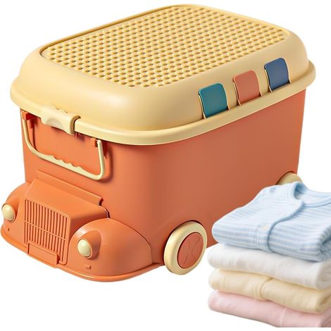 Coffre À Avec Couvercle Avec roues organisateur grande capacité en forme de Rangement Poupées Enfant Pour garçons et filles, blocs de construction, peluches, vêtements, livres et collati (1/5)