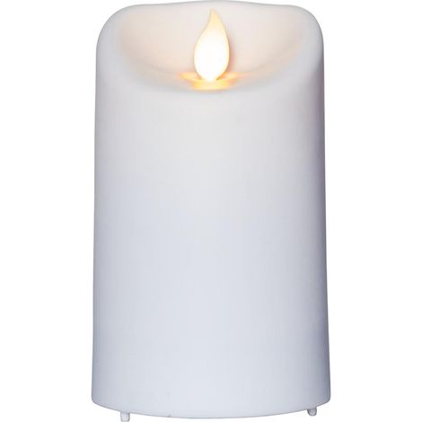 Star Trading Bougie M-Twinkle, bougie ronde, blanche, LED, minuterie, jaune, extérieur, intérieur, 12,5 cm
