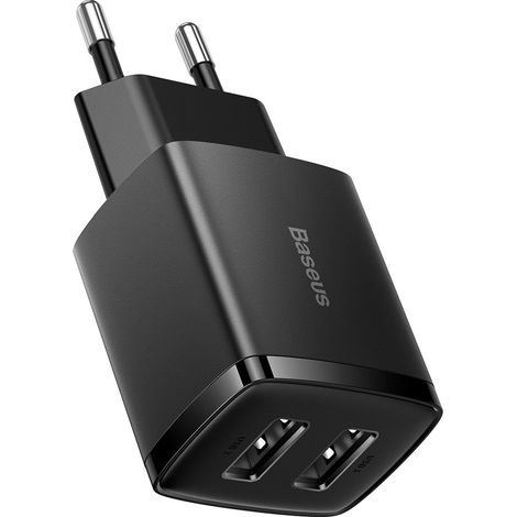 Baseus Kompaktes Schnellladegerät, 2x USB, 10,5W (schwarz) (1/5)