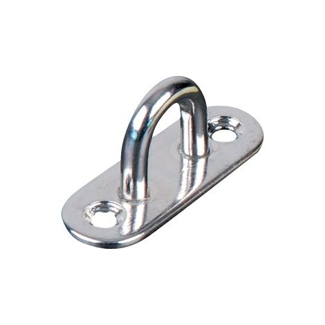 Deco Fer Forge – Platine ovale inox 304 avec anneau – Longueur 45mm, largeur 15mm – Fixation à vis – Boucle 5mm pour câbles