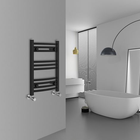 WarmeHaus Curved Black Bathroom Ladder Radiator 600x400mm (1/5)