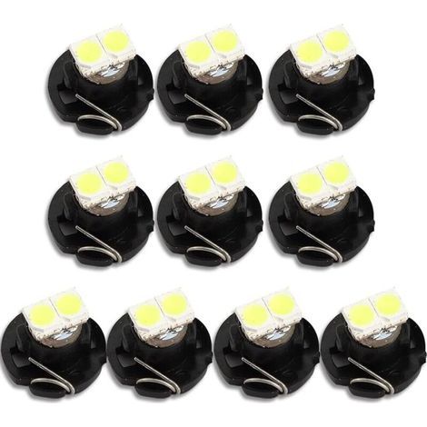 Lot de 10 ampoules à 2 LED T4.2, SMD 1210, 20 lm - extrêmement lumineuses pour tableau de bord de voiture, blanc 6 500 K (1/4)