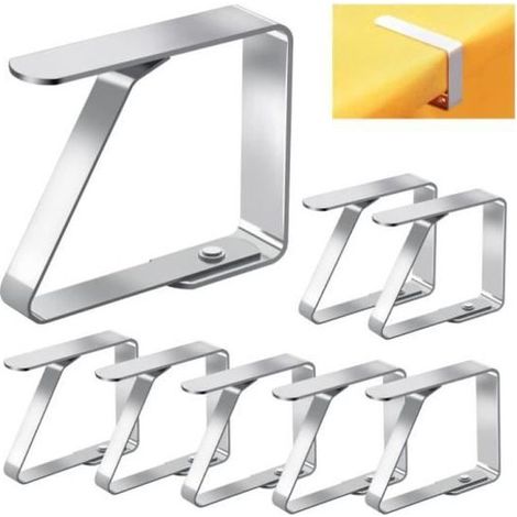 Pince à Nappe - Inoxydable - 8 PCS - Anti-Glissant - Réglable - 5x4cm