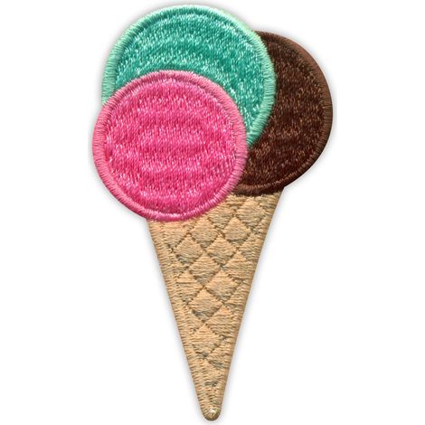 Patchion 3 Balls Ice Cream - Aufbügel-/Heißsiegel-Rückseite - Gestickter Aufnäher/Abzeichen/Emblem