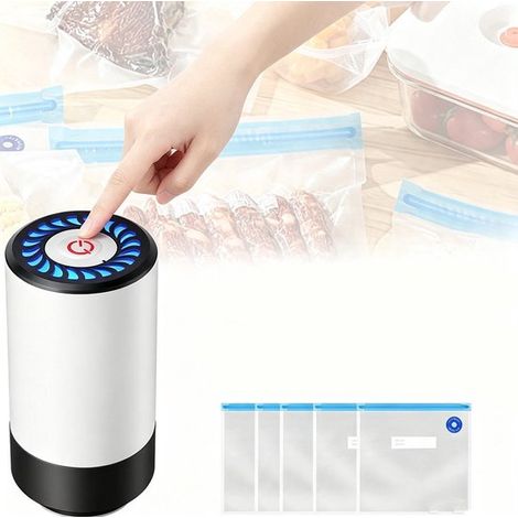Mini machine à vide portable – Pompe à vide électrique – Pour emballage alimentaire et vêtements – Conservation des aliments et mise sous vide – 26 x 28 cm (1/5)