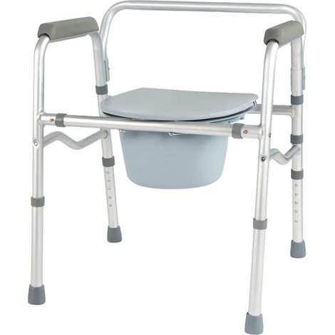 Chaise Percée Cadre de Toilette avec Lunette Pliable (1/5)