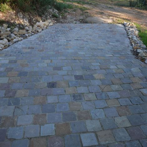 Pavé pierre naturelle Grès Kandla Multicolore - 14x14x3-5 cm - Couche 1m² (1/2)
