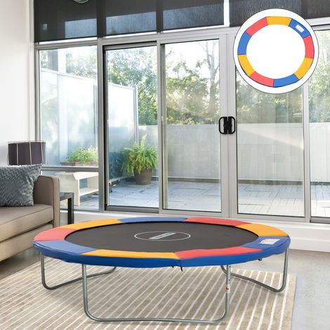 Funda plegable y portátil para trampolín de Ø305x1,5 cm, protección para trampolín de jardín en plástico, espuma de PE y EPE, rojo, azul y amarillo.