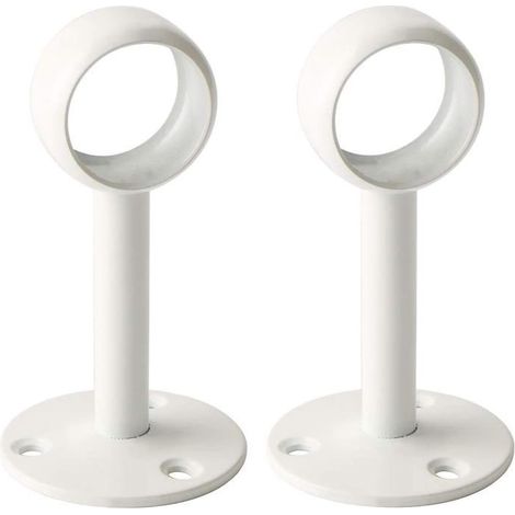 Ecleanfy - Support Tringle Rideau Plafond en Acier Inoxydable, Support Tringle Penderie pour Tube de rond Ø 25 mm, Blanc Brillant 2 Pcs