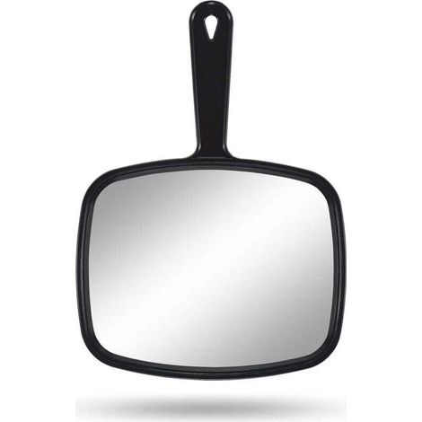 Specchio a mano, 23 cm L x 31,5 cm P, specchio da salone con maniglia, quadrato nero (1/4)