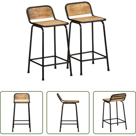 Bois de manguier - Tabourets de bar lot de 2 bois massif manguier brut (1/5)