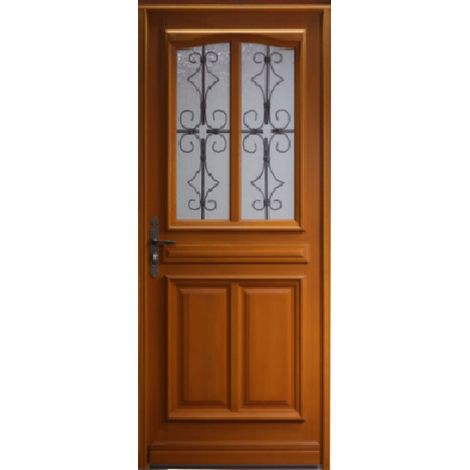 Gd Menuiseries – Porte d'entrée bois vitrée 200 x 90 cm – Design moderne – Sécurité optimale – Installation facile