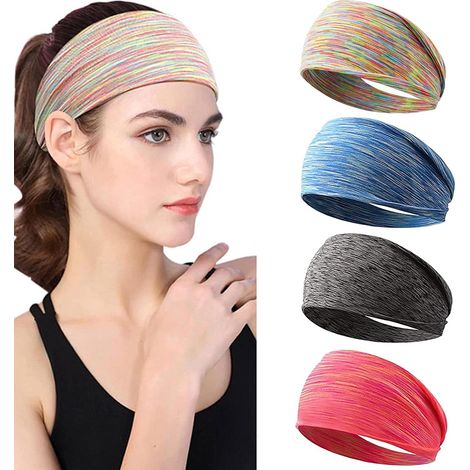 Confezione da 4 fasce elastiche morbide e traspiranti per capelli da donna, ideali per lo sport e lo yoga. (1/5)