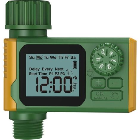 Programmable irrigation timer with rain delay, manual and automatic irrigation systems, hose timer (for hose, lawn, pool), timer system (1/4)