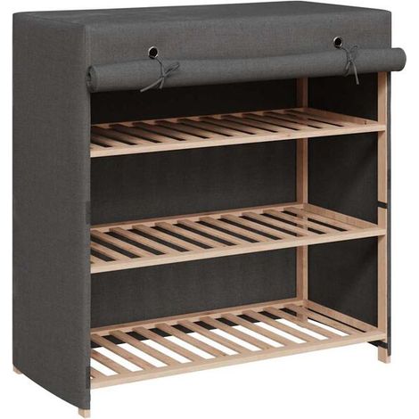 Meuble à chaussures avec couvercle, gris, 79x40x80 cm, tissu. (1/5)